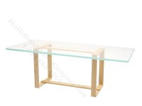 Modern Glass Dining Room Table w/ Natural Base by Warren Richardson (image for) Modern Glass Dining Room Table w/ Natural Base by Warren Richardson