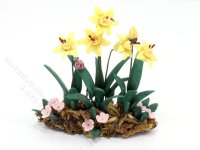 Miniature Yellow Daffodils in Soil for Dollhouses (image for) Miniature Yellow Daffodils in Soil for Dollhouses