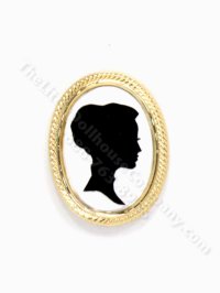 Miniature Hand-cut Lady's Silhouette in a Braided Gold Frame (image for) Miniature Hand-cut Lady's Silhouette in a Braided Gold Frame