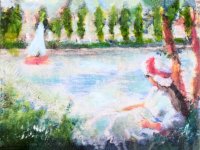 "Girl by a River" Replica Painting by Larry Morganti (image for) "Girl by a River" Replica Painting by Larry Morganti