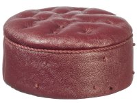 Miniature Tufted Red Leather Ottoman (image for) Miniature Tufted Red Leather Ottoman