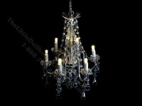 Miniature Battery Operated 6-Arm Silver Crystal Column Chandelier with Wand (image for) Miniature Battery Operated 6-Arm Silver Crystal Column Chandelier with Wand
