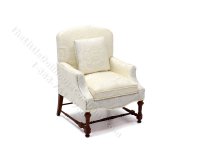 Miniature White Jacobean Armchair for Dollhouses (image for) Miniature White Jacobean Armchair for Dollhouses