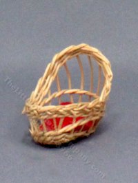 Miniature Handwoven Lined Basket for Dollhouses (image for) Miniature Handwoven Lined Basket for Dollhouses