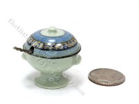 As Is Vintage Signed Miniature Tureen with Silver Ladle Spoon by Jane Graber (image for) As Is Vintage Signed Miniature Tureen with Silver Ladle Spoon by Jane Graber
