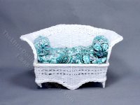 Miniature Paisley and White Wicker Sofa for Dollhouses (image for) Miniature Paisley and White Wicker Sofa for Dollhouses