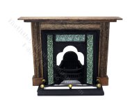 Miniature Coalbrookdale Tiled Fireplace and Fender Set for Dollhouses - Green (image for) Miniature Coalbrookdale Tiled Fireplace and Fender Set for Dollhouses - Green