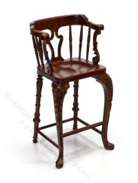 Miniature Walnut Bar Stool for Dollhouses (image for) Miniature Walnut Bar Stool for Dollhouses