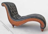 Miniature 19c Walnut Art Deco Chaise Lounge for Dollhouses (image for) Miniature 19c Walnut Art Deco Chaise Lounge for Dollhouses