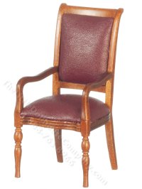 Miniature Leather and Walnut Armchair for Dollhouses (image for) Miniature Leather and Walnut Armchair for Dollhouses