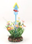 Miniature Cosmo Flower Bed with Bird House by Mini Creations by Judy (image for) Miniature Cosmo Flower Bed with Bird House by Mini Creations by Judy