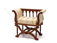 Miniature Curule Chair for Dollhouses - Walnut (image for) Miniature Curule Chair for Dollhouses - Walnut