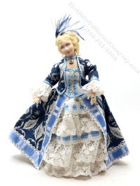 Miniature Handcrafted Vintage Rococo Lady in Blue (image for) Miniature Handcrafted Vintage Rococo Lady in Blue