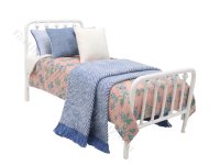 Miniature Coral/Cobalt Twin Bed for Dollhouses by Carol Moore (image for) Miniature Coral/Cobalt Twin Bed for Dollhouses by Carol Moore
