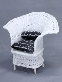 Miniature Black and White Wicker Chair for Dollhouses (image for) Miniature Black and White Wicker Chair for Dollhouses