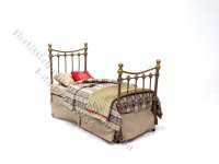 Miniature Wrought Iron Twin/Single Bed for Dollhouses - Bronze (image for) Miniature Wrought Iron Twin/Single Bed for Dollhouses - Bronze