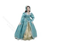 Miniature Handcrafted Tudor Woman in Turquoise (image for) Miniature Handcrafted Tudor Woman in Turquoise