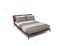 Miniature Burgundy Leather Bed with Bedding by PRD Miniatures (image for) Miniature Burgundy Leather Bed with Bedding by PRD Miniatures