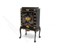 Chinese Chippendale Cabinet on Cabriole Legs - Black (image for) Chinese Chippendale Cabinet on Cabriole Legs - Black