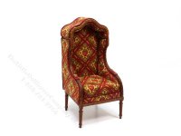 Miniature Walnut Upholstered Porter Chair for Dollhouses (image for) Miniature Walnut Upholstered Porter Chair for Dollhouses