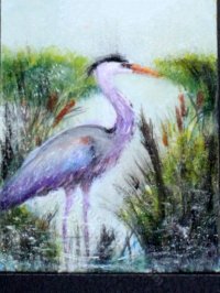 Miniature "Marsh Heron I" Replica Painting by Larry Morganti (image for) Miniature "Marsh Heron I" Replica Painting by Larry Morganti