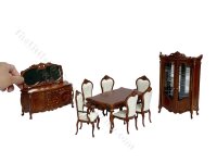 Miniature 9 Pc. Walnut Dining Set (image for) Miniature 9 Pc. Walnut Dining Set