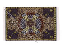 As Is Miniature Mandala Carpet for Dollhouses - Blue & Beige (image for) As Is Miniature Mandala Carpet for Dollhouses - Blue & Beige