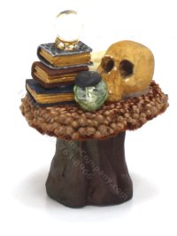 Miniature Dressed Small Round Wizard's Table w Tree Stump Base (image for) Miniature Dressed Small Round Wizard's Table w Tree Stump Base