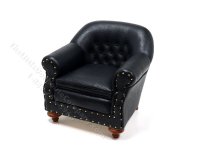 Miniature Black 1880's Club Chair For Dollhouses (image for) Miniature Black 1880's Club Chair For Dollhouses