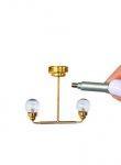 Miniature LED 2 Up-Arm Chandelier with Wand for Dollhouse (image for) Miniature LED 2 Up-Arm Chandelier with Wand for Dollhouse