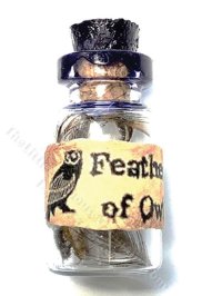 Miniature Feather of Owl Jar for Dollhouses (image for) Miniature Feather of Owl Jar for Dollhouses