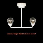 Miniature LED 2 Up-Arm Chandelier with Wand for Dollhouse - White (image for) Miniature LED 2 Up-Arm Chandelier with Wand for Dollhouse - White