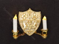 1:24 Scale Miniature 3V Crest Double Sconce for Dollhouses (image for) 1:24 Scale Miniature 3V Crest Double Sconce for Dollhouses
