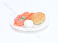 Miniature Cream Cheese, Lox, and Bagel on a Plate (image for) Miniature Cream Cheese, Lox, and Bagel on a Plate