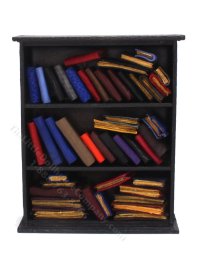 Miniature Filled Black Bookcase (image for) Miniature Filled Black Bookcase