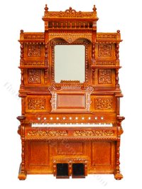 Miniature Walnut Pump Organ for Dollhouses (image for) Miniature Walnut Pump Organ for Dollhouses