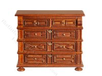 Miniature Walnut French Chateau Chest of Drawers for Dollhouses (image for) Miniature Walnut French Chateau Chest of Drawers for Dollhouses