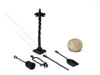 Miniature Set of Fireplace Tools with Stand for Dollhouses - Black (image for) Miniature Set of Fireplace Tools with Stand for Dollhouses - Black