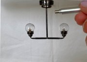 Miniature LED 2 Up-Arm Chandelier with Wand for Dollhouse - Black (image for) Miniature LED 2 Up-Arm Chandelier with Wand for Dollhouse - Black